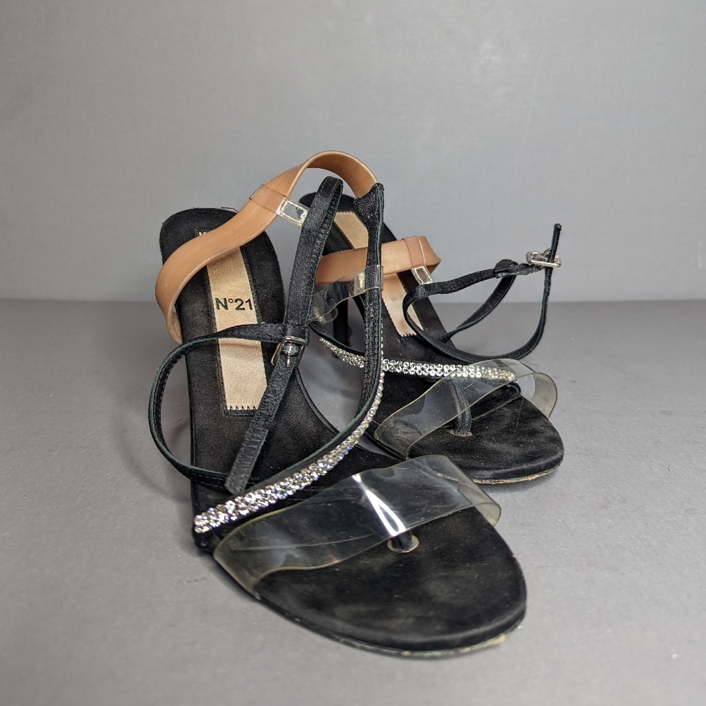 No. 21 Jewled Strap Heel With Clear Toe Band